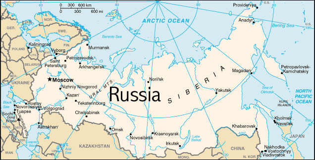 Map of Russia - Print for easier reading.